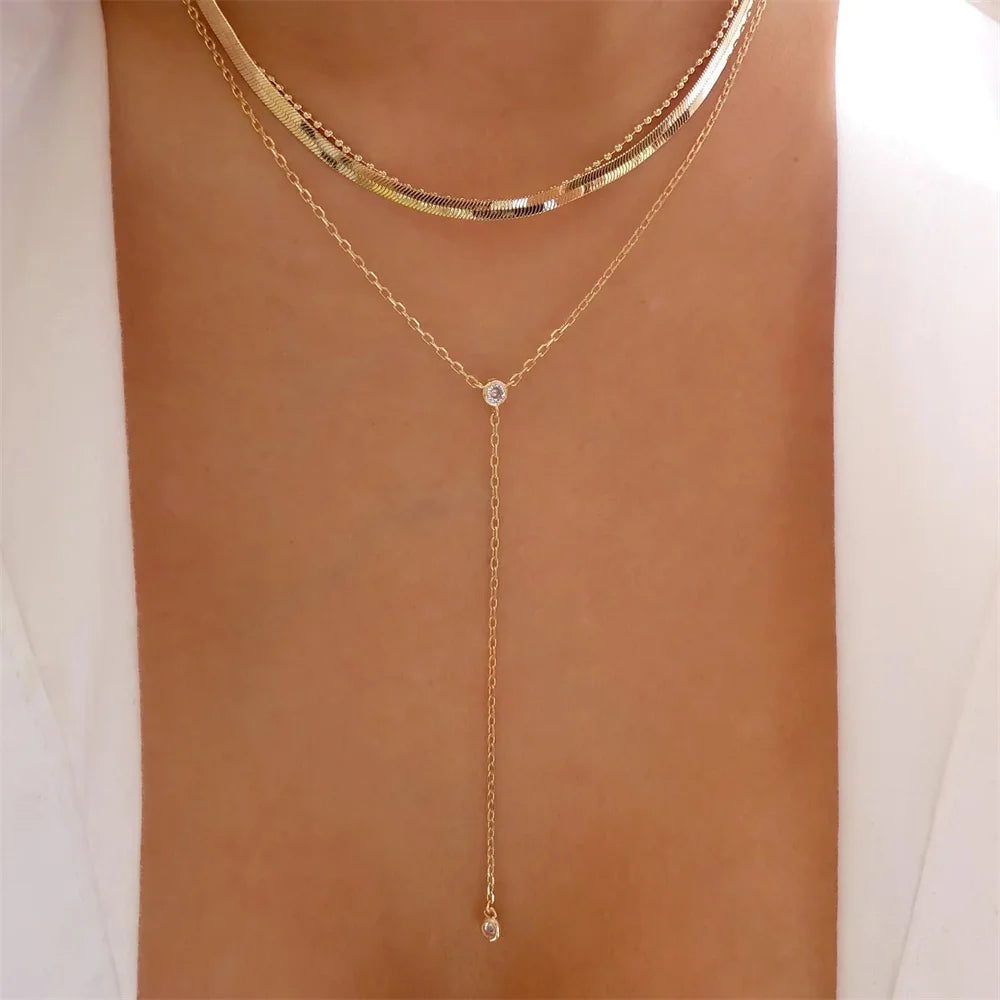 Pendant Pearl Necklace Gold Color Multi-layer