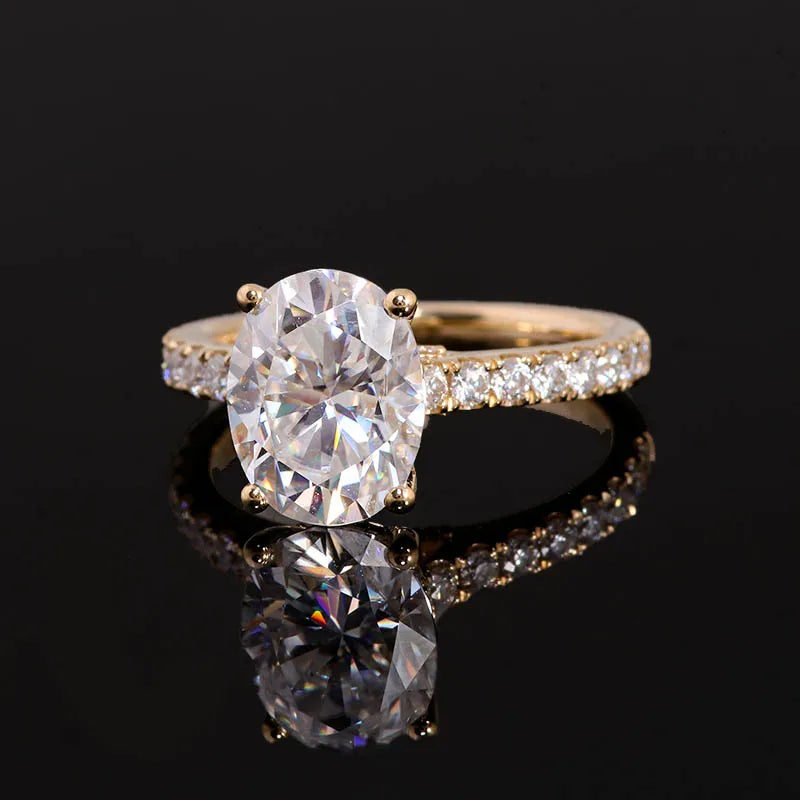 10K/14K/18K/PT950 Moissanite Oval Cut 3 CT D Color