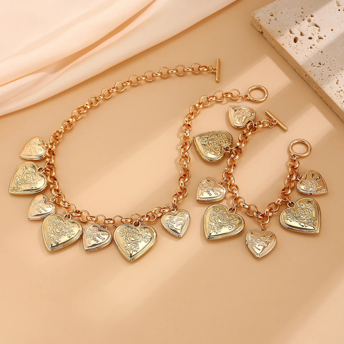 Cuban Necklace Heart Pendant | Charm Bracelet