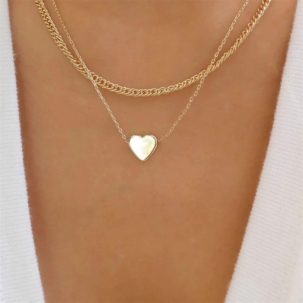 Pendant Pearl Necklace Gold Color Multi-layer