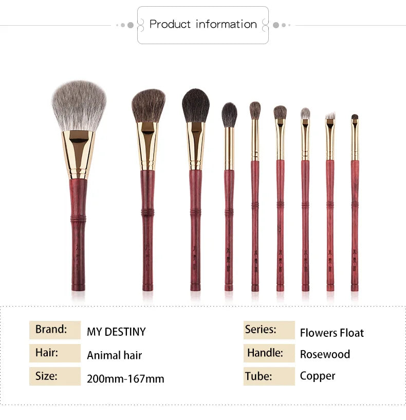 Luxury 9 pcs Professional Makeup Brush Set Rosewood High Grade