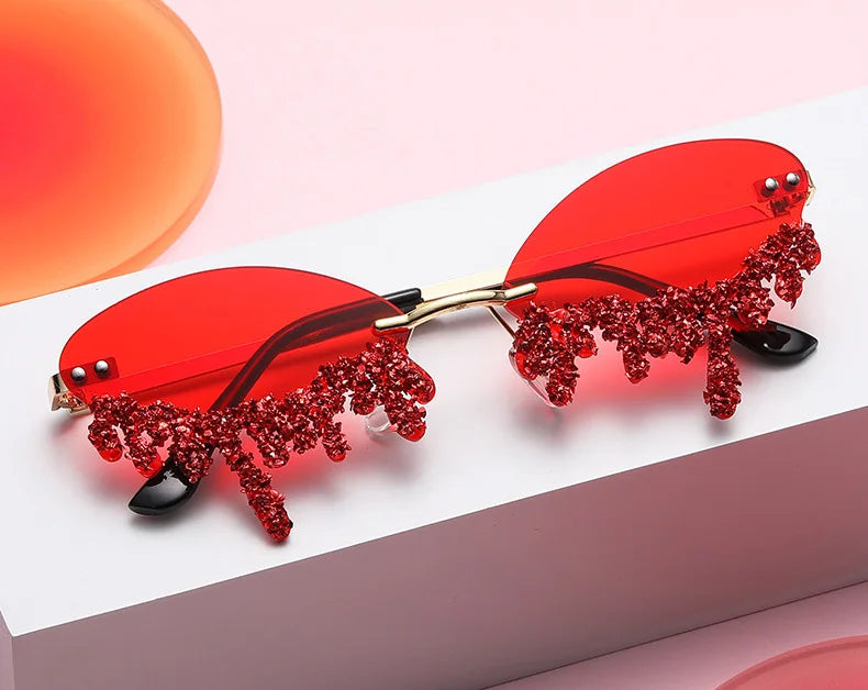 Diamond Rimless Rhinestone Tear Shaped