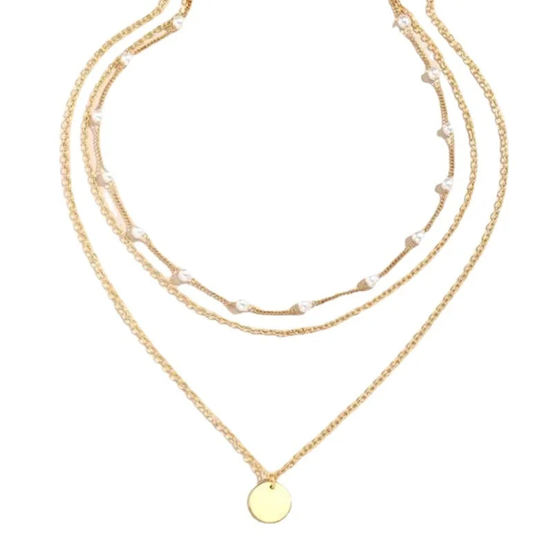 Crystal Pearl Layered Collar Necklace