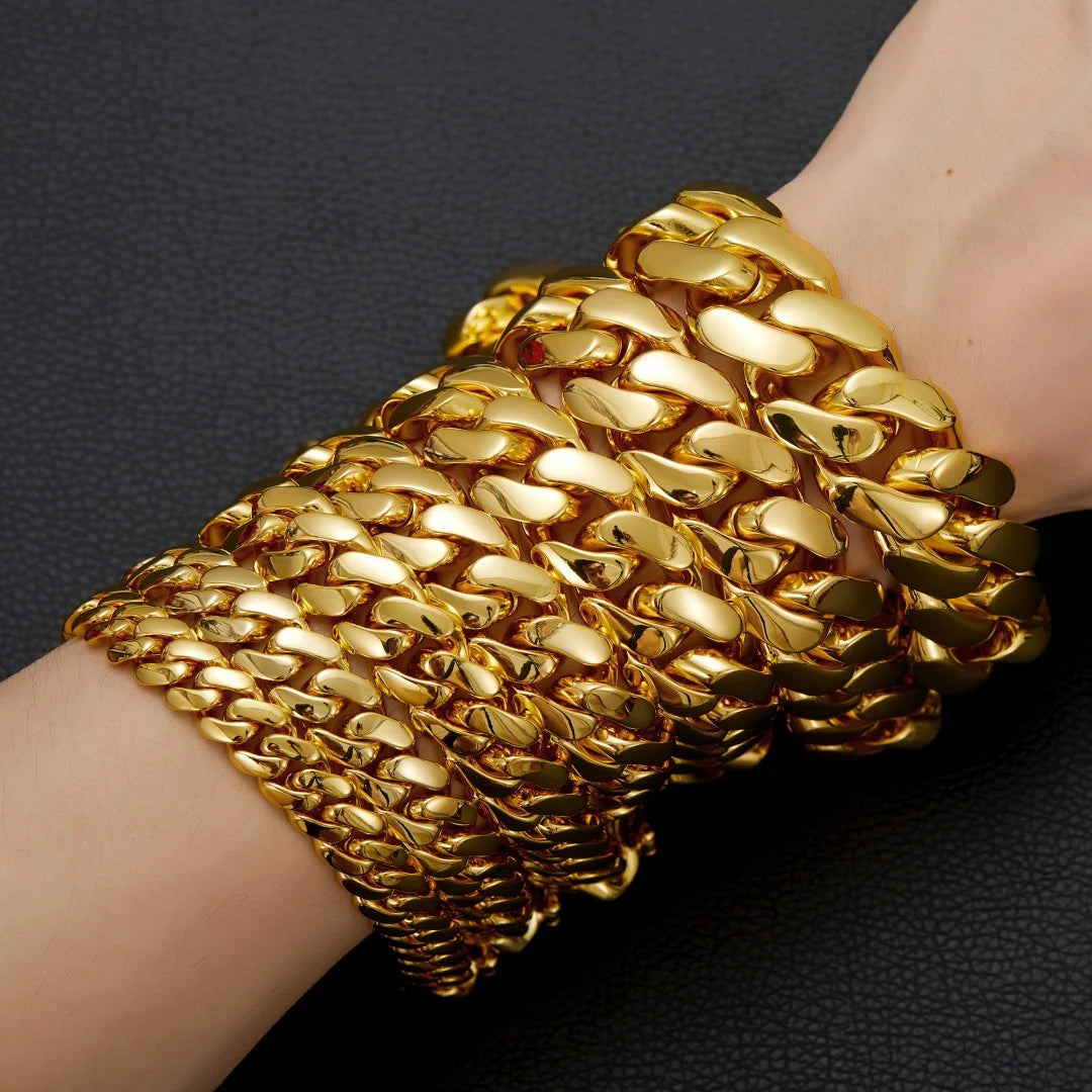 8k Gold-plated Cuban Miami Link Chain Necklaces