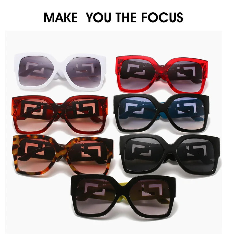 Luxury Stylish Square Retro Gradient Tone Sunglasses.