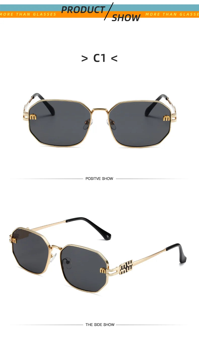 Polygon Retro Metal Punk Sun Glasses