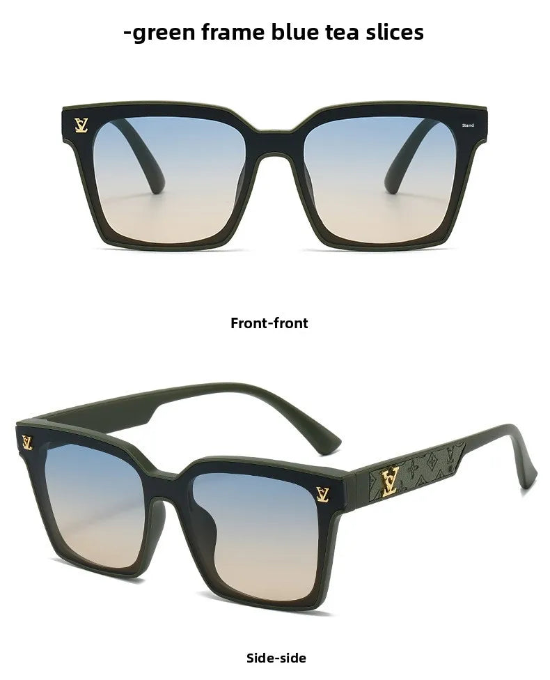 New Square Unisex Leather Sunglasses