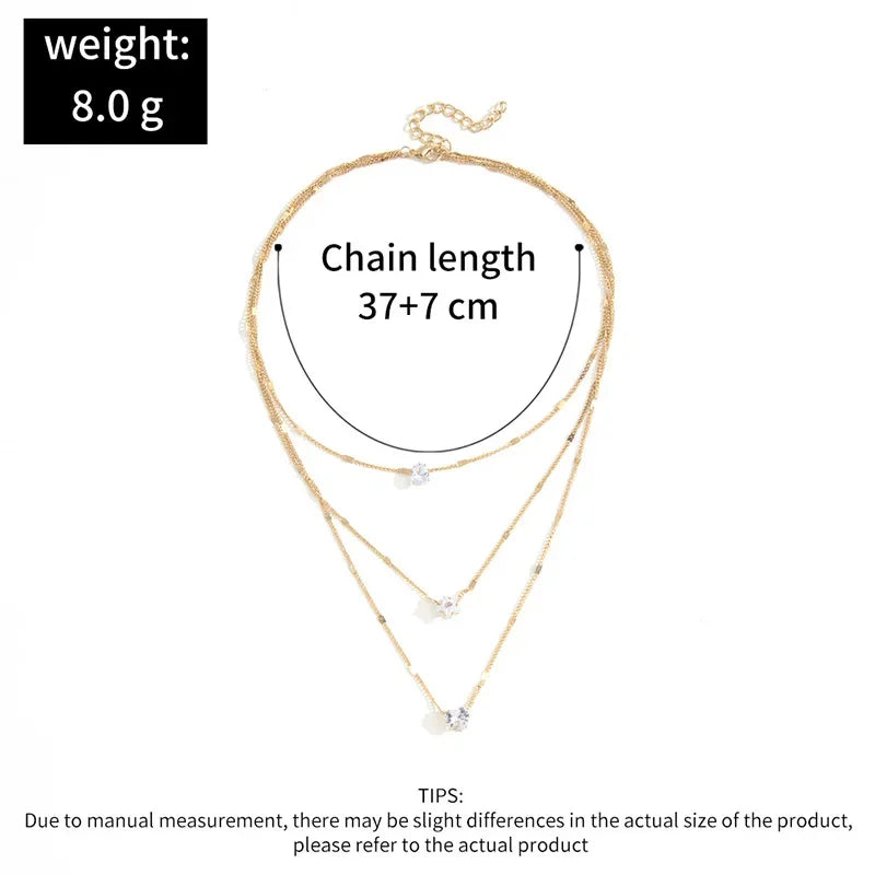 3Pcs/Set Love Heart Pendant Necklace