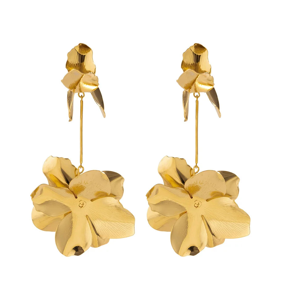 Flower Petal Pendant Drop Earrings