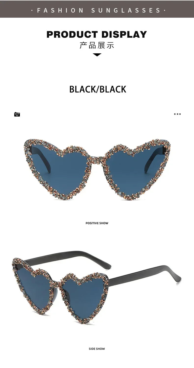 Uv400 Cute Cat Eye Rhinestone Eyeglasses