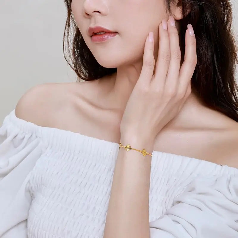 Luxury 24K 9999 Pure Gold Lucky Grass Bracelet