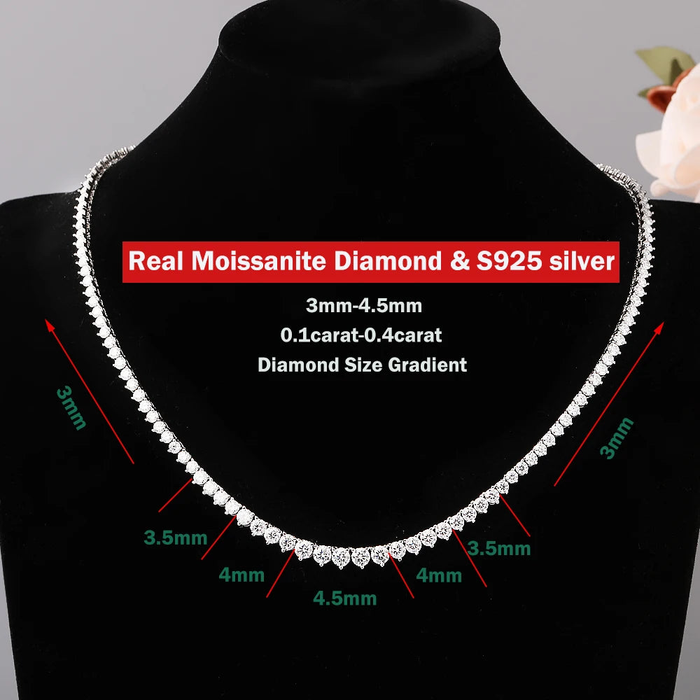 3-5mm Moissanite Diamond Necklace with Certificate 100% S925