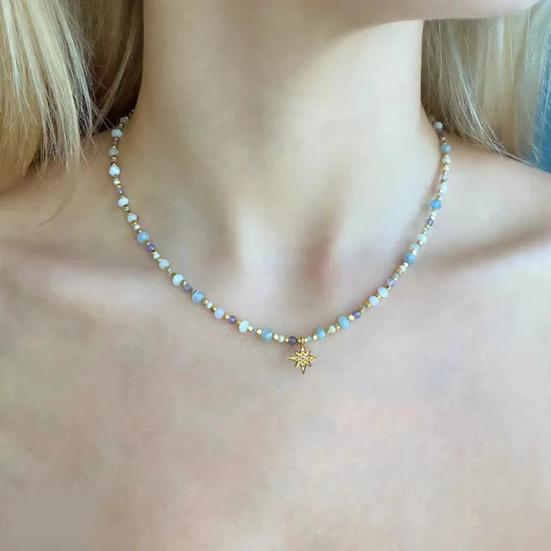 Tourmaline Natural Pearl Charm Gold-Colored Necklace