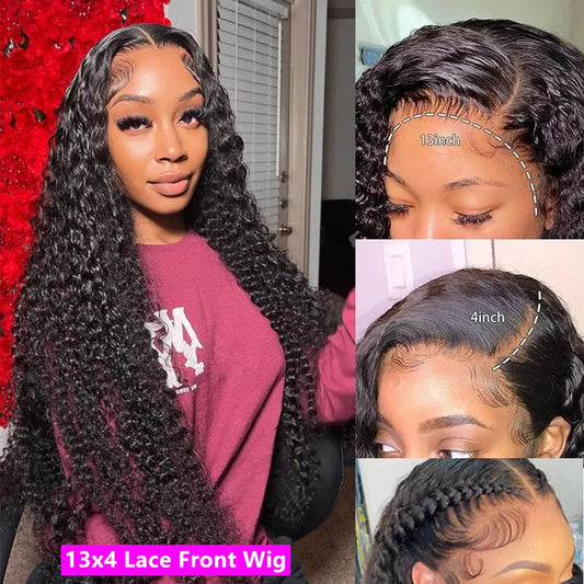 Deep Wave Frontal Wig 13x6 Lace Curly