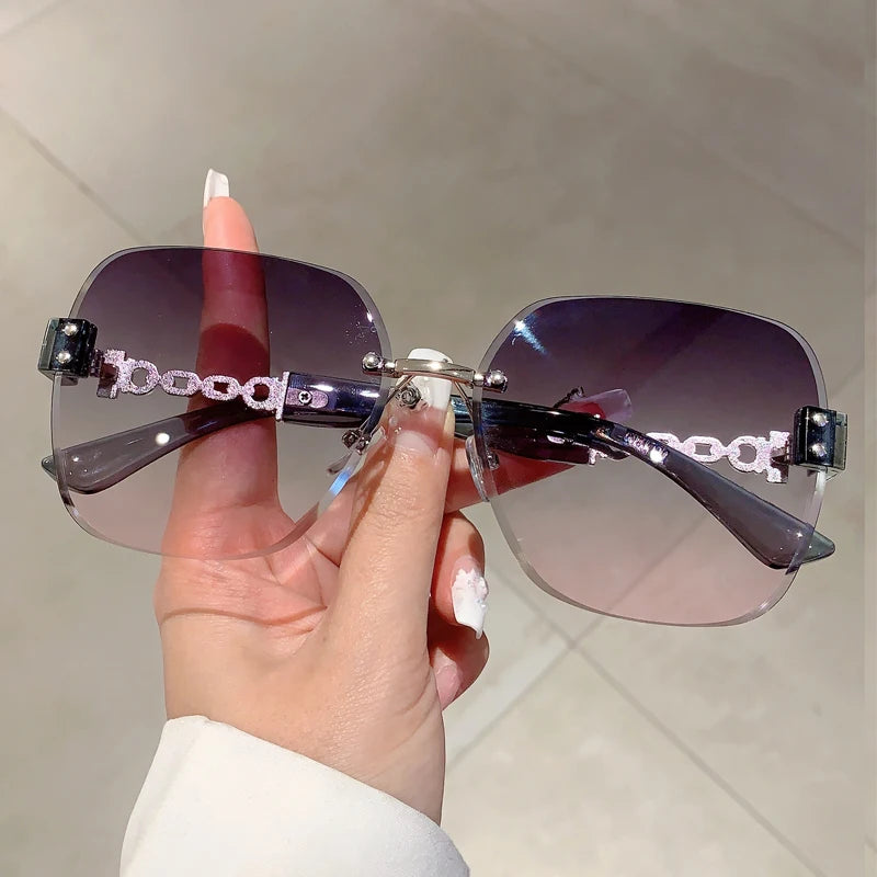 Tea Trendy Rimless Driving Sun Glasses