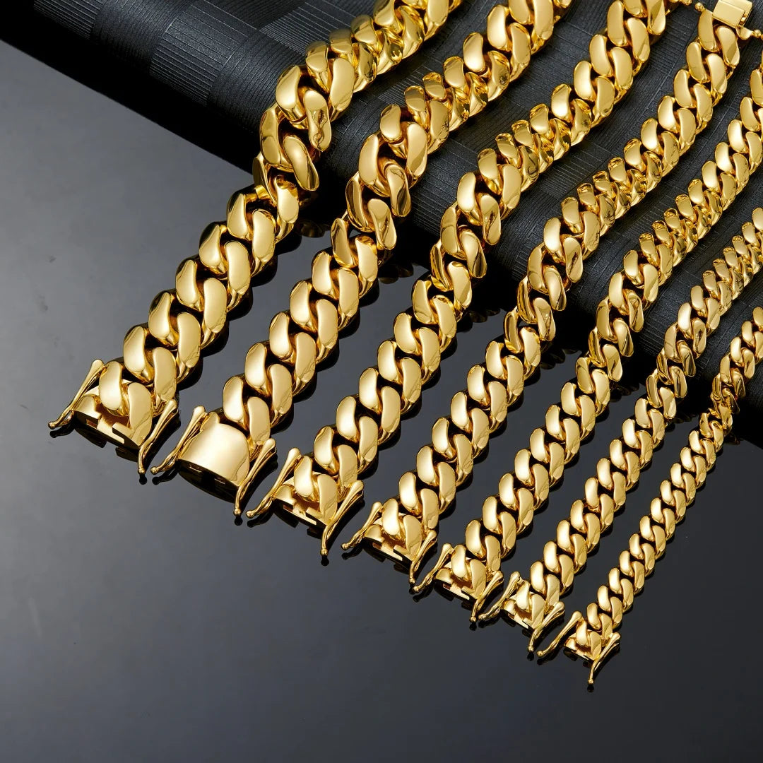 8k Gold-plated Cuban Miami Link Chain Necklaces