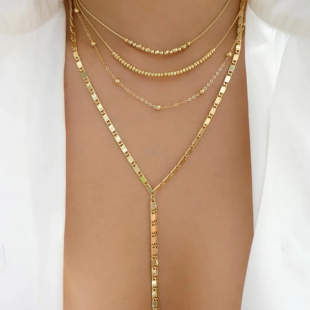 Gold Multi-Layer Crystal Pendant Necklaces
