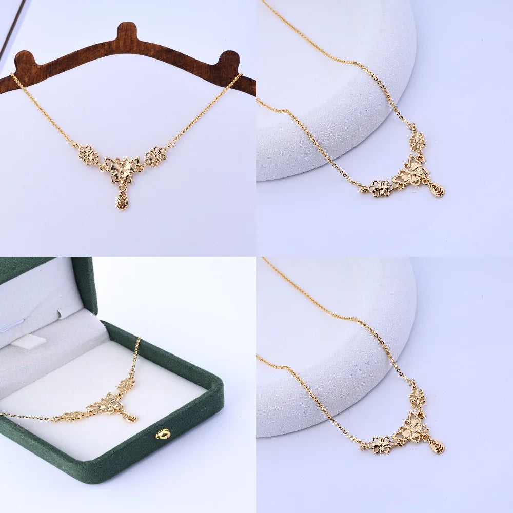 Butterfly, butterfly, flower, tassel necklace