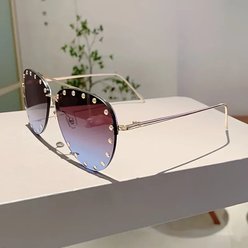 Rimless Luxury Colored Sunglasses - UV400