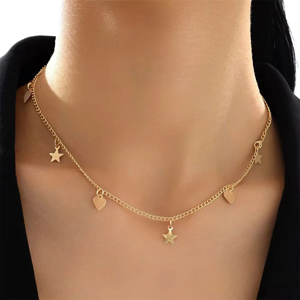 Gold-plate Pearl Sequin Pendant Necklace Multilevel Jewelry