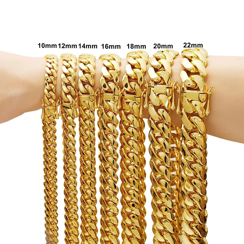 8k Gold-plated Cuban Miami Link Chain Necklaces