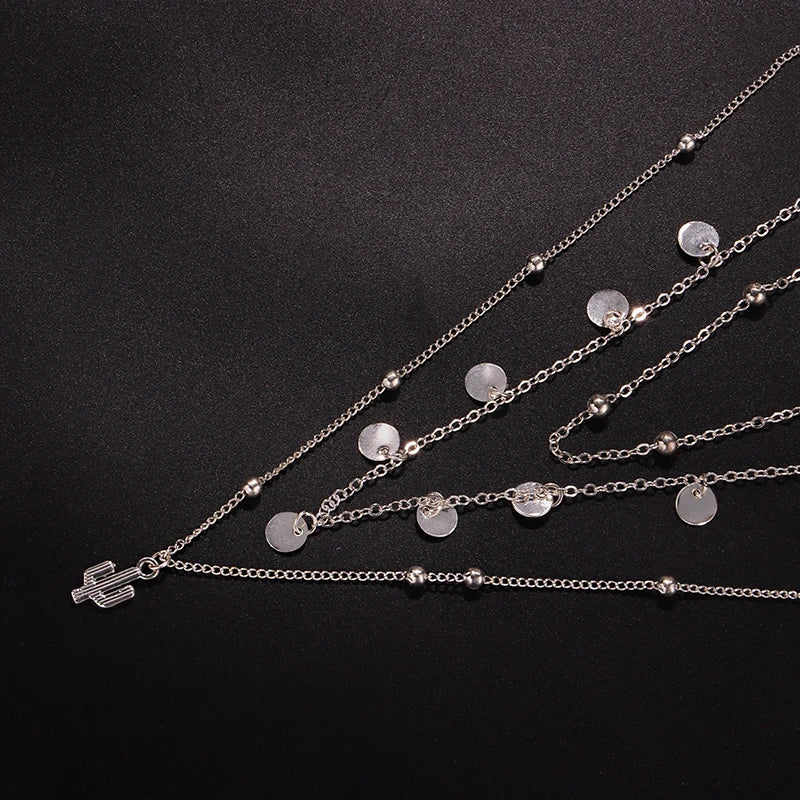 925 Sterling Silver Triple Layer Exquisite Necklace