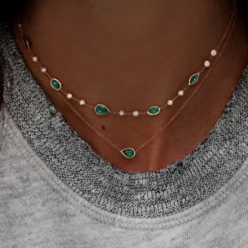 Multi-layer Crystal Pendant Necklace