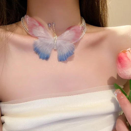 Butterfly Crystal  Aesthetic Double Layer Necklace