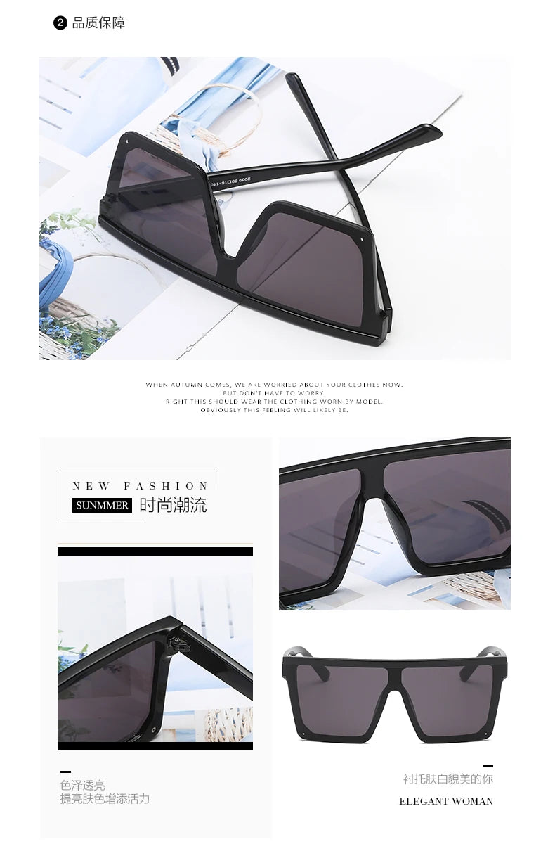Oversized Flattop Square Sunglasses