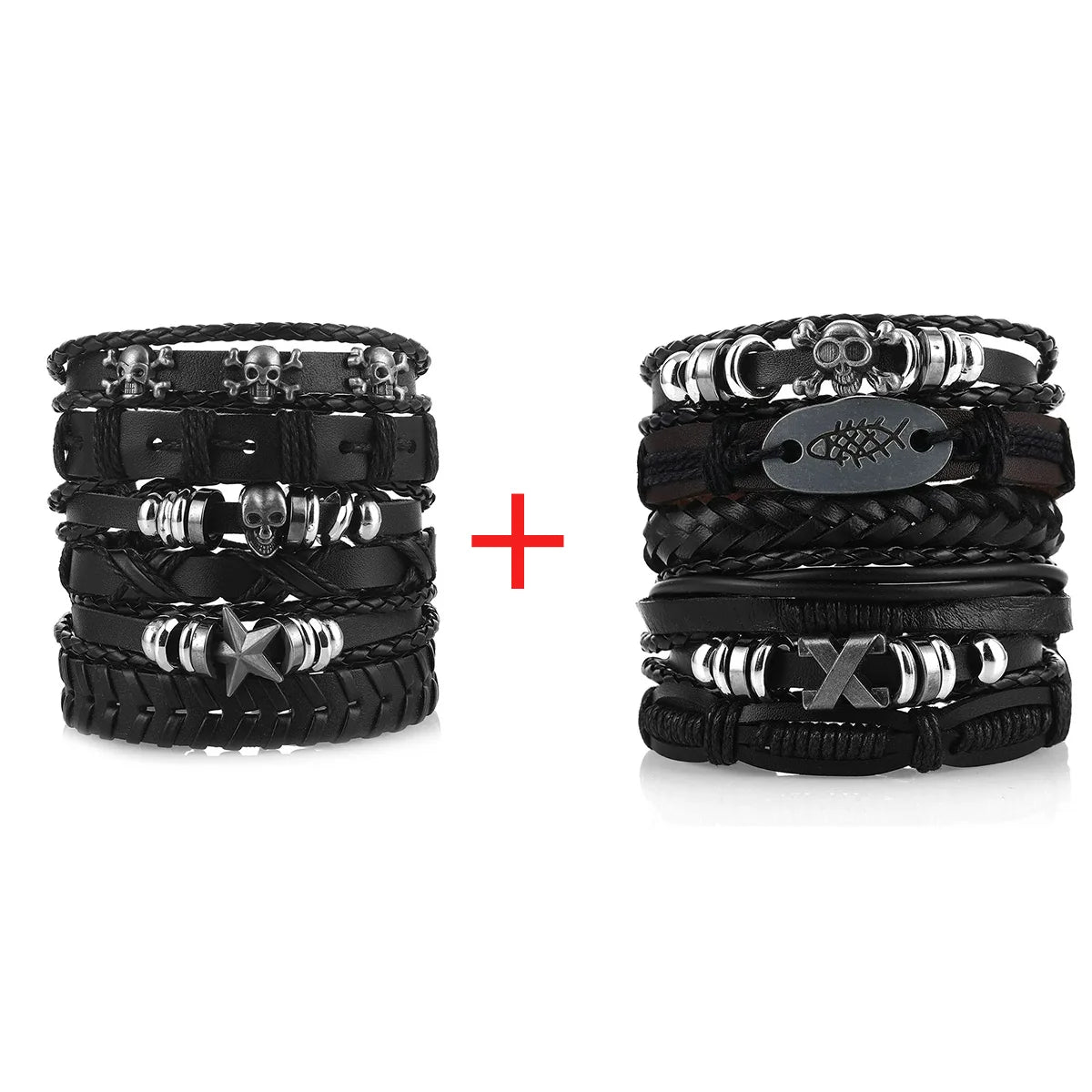 Adjustable Leather Set viking bracelet