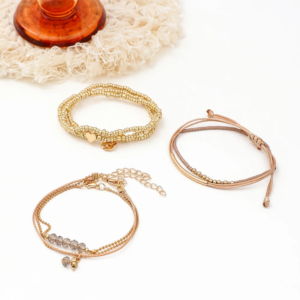 7Pcs/Set Bohemian Style Heart Beads Bracelet