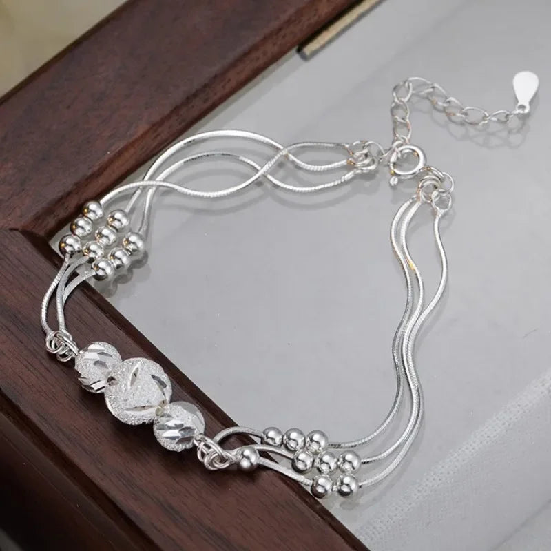 Fine 925 Sterling Silver Lucky Beads Bracelets