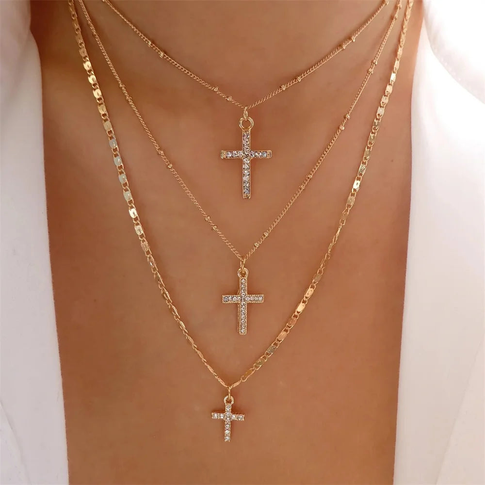Pendant Pearl Necklace Gold Color Multi-layer