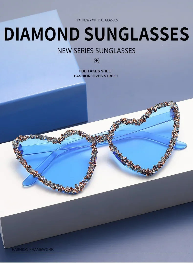 Uv400 Cute Cat Eye Rhinestone Eyeglasses