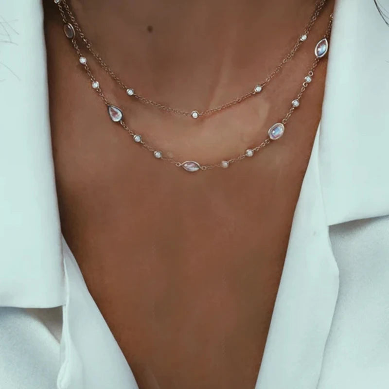Multi-layer Crystal Pendant Necklace