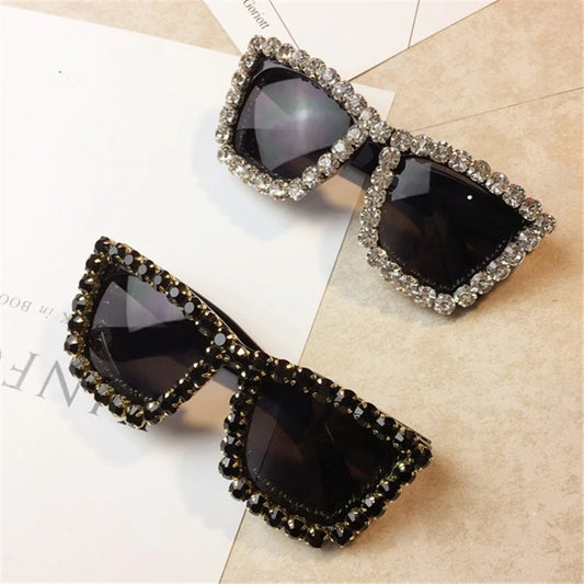 Oversized Rhinestone Diamond Glasses