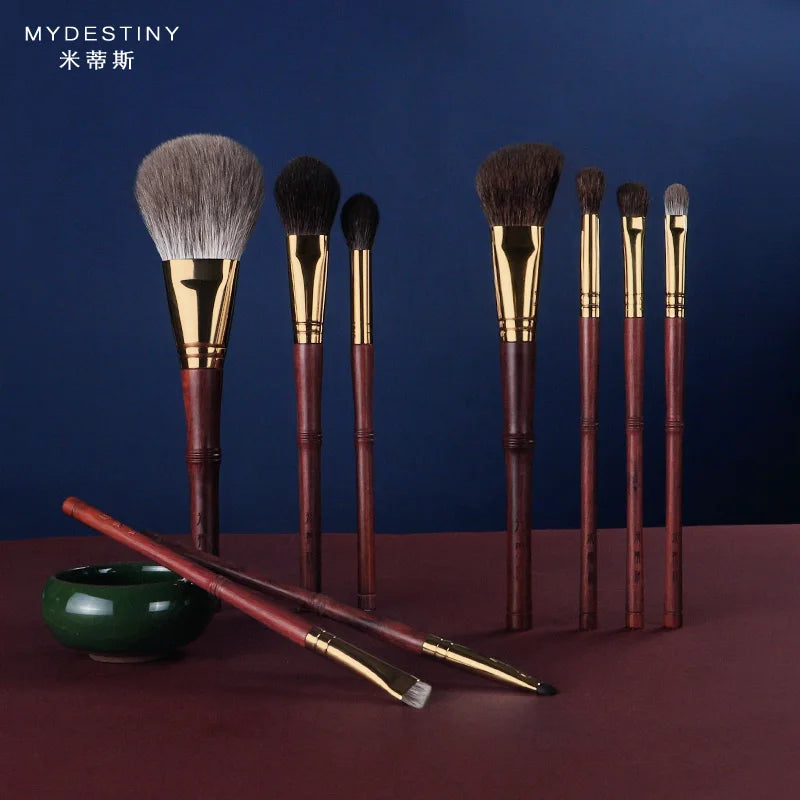 Luxury 9 pcs Professional Makeup Brush Set Rosewood High Grade