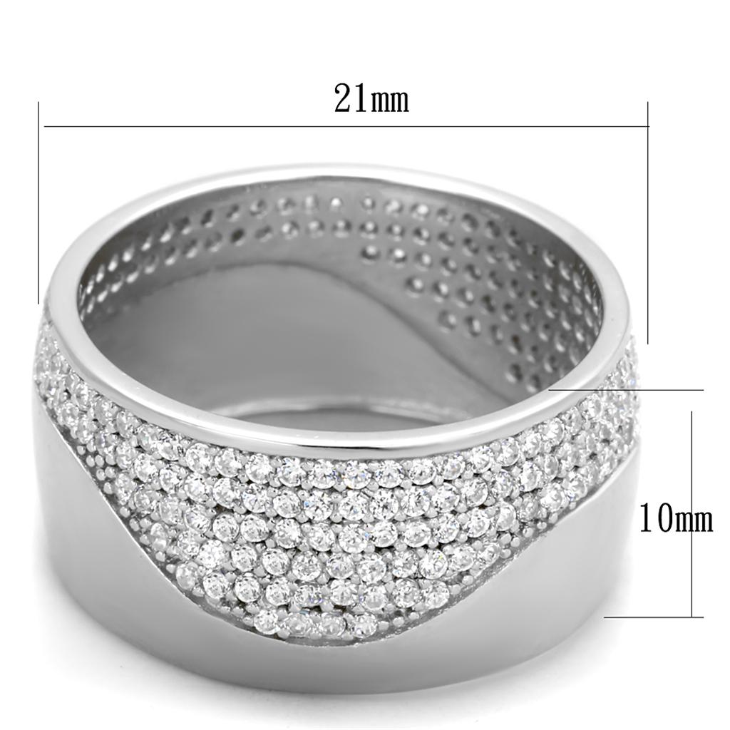 Rhodium 925 Sterling Silver Ring with AAA