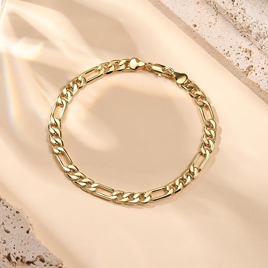 7mm 14K Gold Bracelets, Hypoallergenic