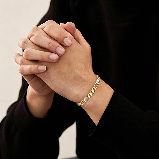 7mm 14K Gold Bracelets, Hypoallergenic