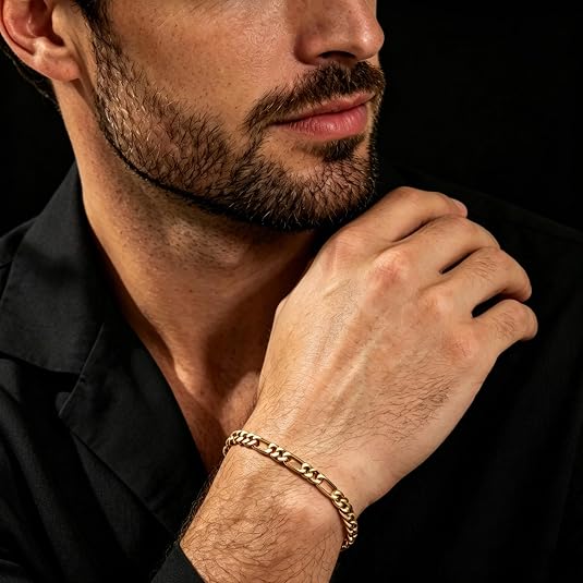 14K Gold Figaro Link Chain Bracelets