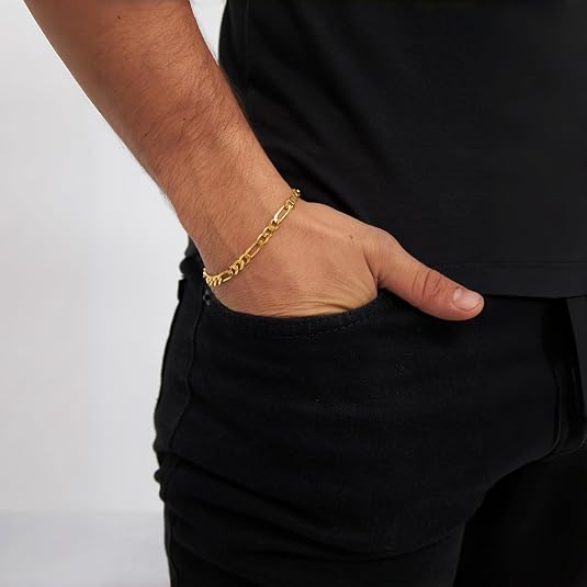 14K Gold Figaro Link Chain Bracelets