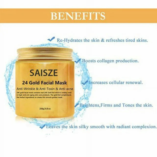24K Gold Collagen Facial Face Mask + Gold Serum