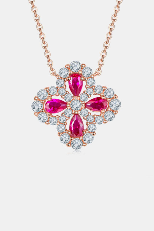 925 Sterling Silver Ruby Necklace