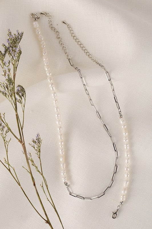 Natural pearl chain bracelet, necklace set
