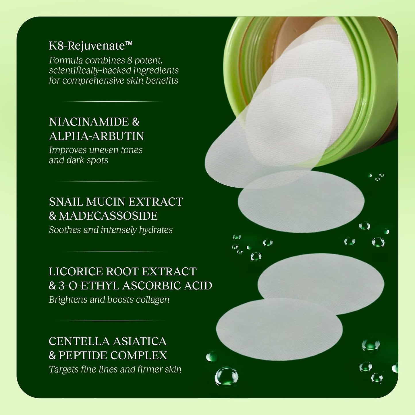 Toner Pads - Korean Skincare for Dark Spots, Wrinkles & Dull Skin