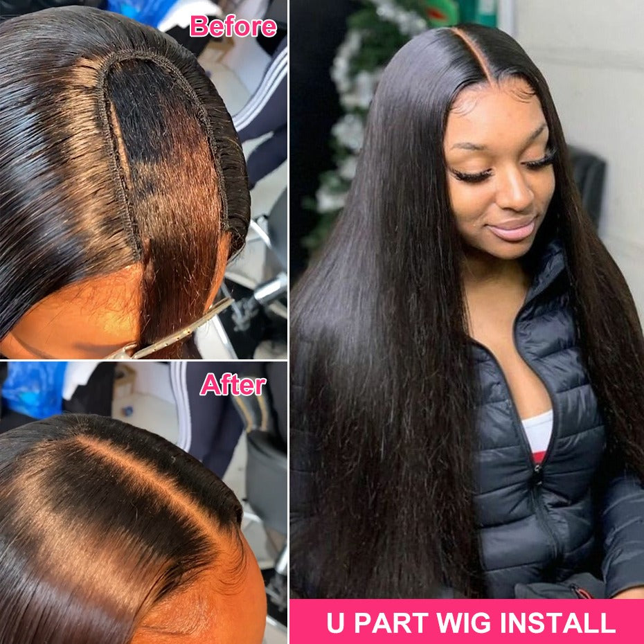 Brazilian U Part Wig Straight Hair Human