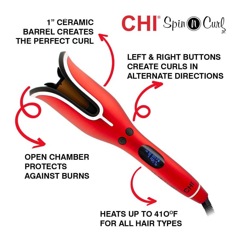 Rotating Curling Iron, Adjustable Preset Heat Settings
