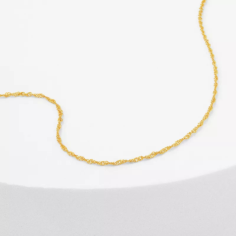 18k Gold Over Silver Singapore Chain Anklet