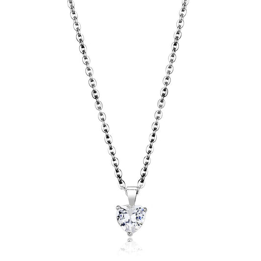 Rhodium Brass Chain Pendant with AAA Grade CZ